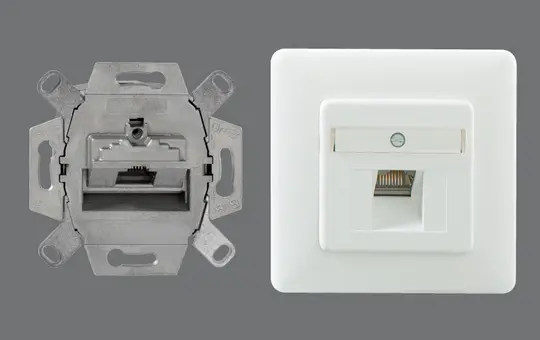 RUTENBECK 136112030 network socket 1-fold, Cat. 6a, m. cover | pure white