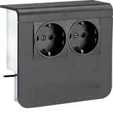 HAGER SL200559009011 Device carrier for skirting board chann SCHUKO socket, 2-fold | graphite black | 20x55 mm