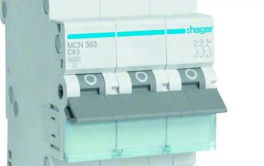 HAGER MCN363 circuit breaker 3-pole type C 63 A