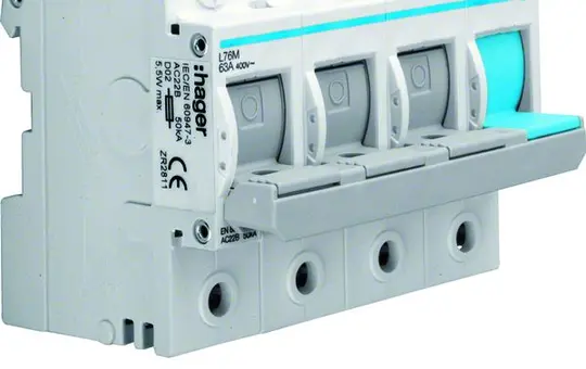 HAGER L76M switch disconnector D02 63 A REG 3P+N