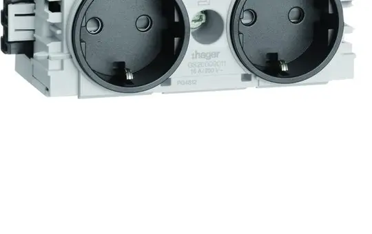 HAGER GS20009011 Wago Winsta duct socket for C-profile 2-fold | graphite black