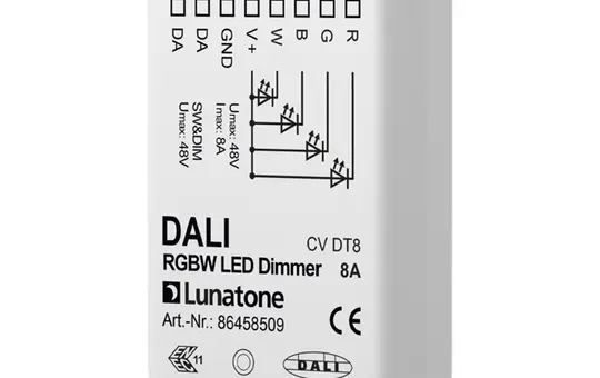 LUNATONE 86458509 DALI LED dimming actuator CV DT8 UP RGBW, 8A
