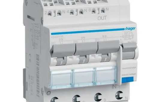 HAGER ADZ310D FI/LS switch type A B-Char. 30mA 3P+N 10A