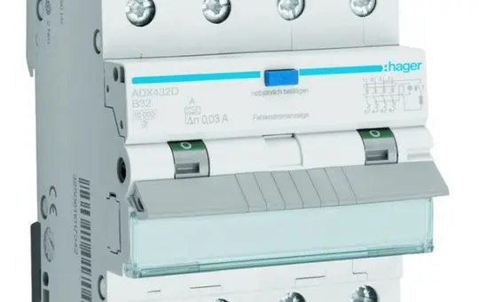 HAGER ADX432D FI/LS switch type A B-Char. 30 mA 4-pin 32 A