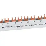 HAGER KDN450D phase rail 3-pole for FI+FI/LS 12 HP, 80 A