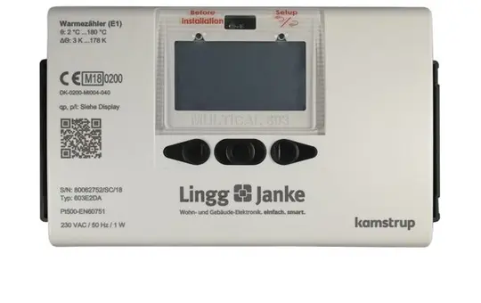 LINGG&JANKE 84809SEC KNX heat meter KAMSTRUP DN25, thread, 3.5 m³/h | 260 mm