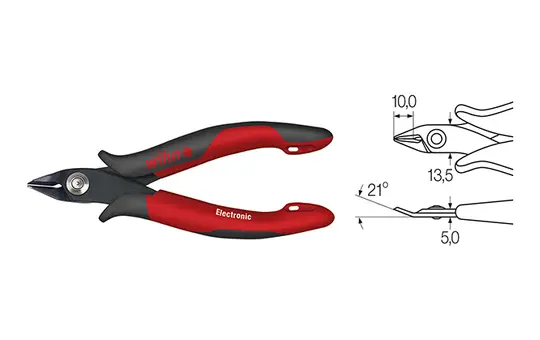 WIHA 26818 electronic side cutters broad, pointed head without wade | 130 mm