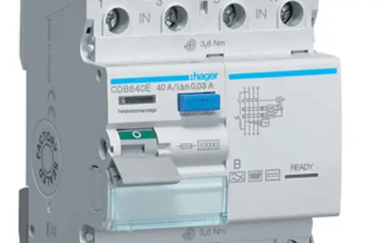 HAGER CDB640E FI circuit breaker 4-pin 30 mA type B 40A