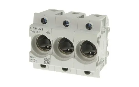 SIEMENS 5SG5302 NEOZED fuse base D01, 16 A, 3-pole, without LED signal indicator
