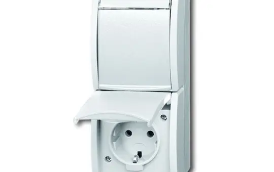 BUSCH-JAEGER 20-02EWN-54 descr. SCHUKO AP socket Ocean 2-fold, vertical | alpine white