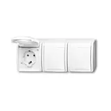 BUSCH-JAEGER 2300/3EW-54 SCHUKO AP socket Ocean 3-fold, horizontal | alpine white