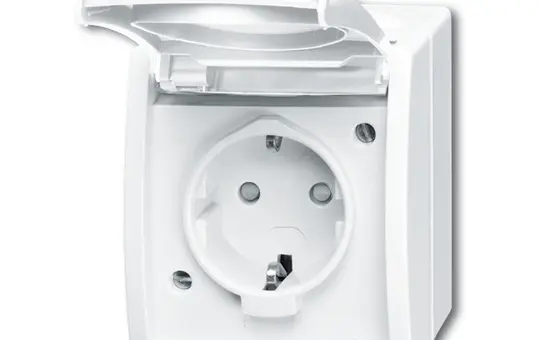 BUSCH-JAEGER 20EBW-54 SCHUKO AP socket Ocean 1-fold, contact protection | alpine white