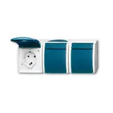 BUSCH-JAEGER 2300/3EW-53 SCHUKO AP socket Ocean 3-fold, horizontal | grey/teal