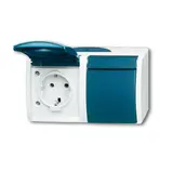 BUSCH-JAEGER 20/2EW-53 SCHUKO AP socket Ocean 2-fold, horizontal | grey/teal