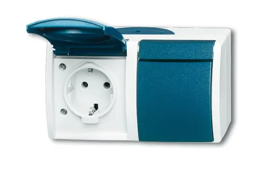 BUSCH-JAEGER 20/2EW-53 SCHUKO AP socket Ocean 2-fold, horizontal | grey/teal