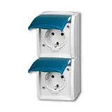 BUSCH-JAEGER 20-02EW-53 SCHUKO AP socket Ocean 2-fold, vertical | grey/teal