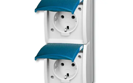 BUSCH-JAEGER 20-02EW-53 SCHUKO AP socket Ocean 2-fold, vertical | grey/teal