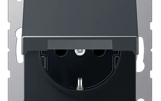 JUNG A1520BFKLANM SCHUKO socket A/AS self-closing Hinged lid | anthracite matt