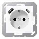 JUNG A1520-15CAWW SCHUKO socket A/AS USB-A/C, 3.0 A, touch protection | alpine white