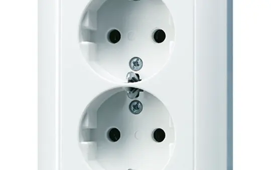JUNG AS5020KIUWW SCHUKO socket complete AS 2-fold, vertical, contact protection | alpine white