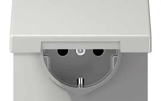 JUNG LS1520BFKLLG SCHUKO socket LS self-closing Hinged lid, thermoplastic | light gray