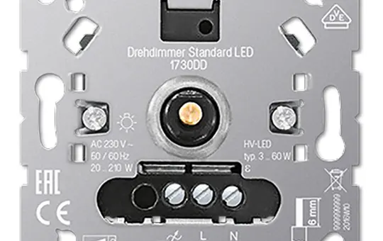 JUNG 1730DD rotary dimmer RLC, LED, 3-60W