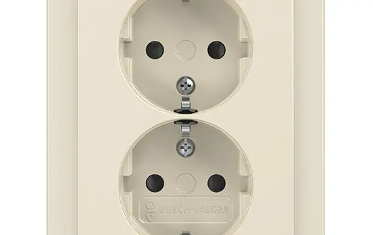 BUSCH-JAEGER 202EUJB-82 SCHUKO socket complete Future 2-fold, contact protection | ivory white