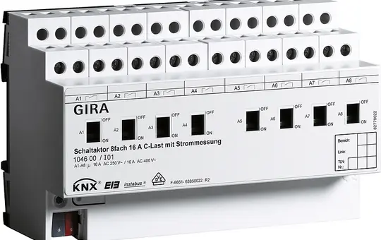 GIRA 104600 KNX switching actuator with current measurement 8-fold