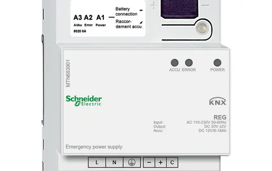 SCHNEIDER MTN683901 KNX emergency power supply standard