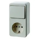 BERKER 479640 surface-mounted combination 1-gang, switch | shiny white