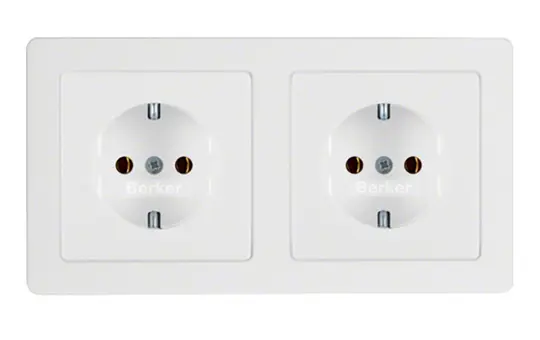 BERKER 47206089 SCHUKO socket complete. Series Q 2-fold, horizontal | polar white velvet