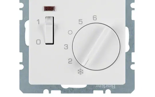 BERKER 20306089 flush-mounted temperature controller Q.1/Q.3 Opener, 230 V, off switch, indicator light | polar white velvet