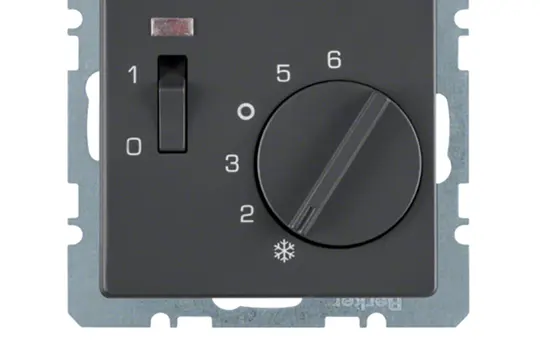 BERKER 20306086 flush-mounted temperature controller Q.1/Q.3 Opener, 230 V, off switch, indicator light | anthracite velvet