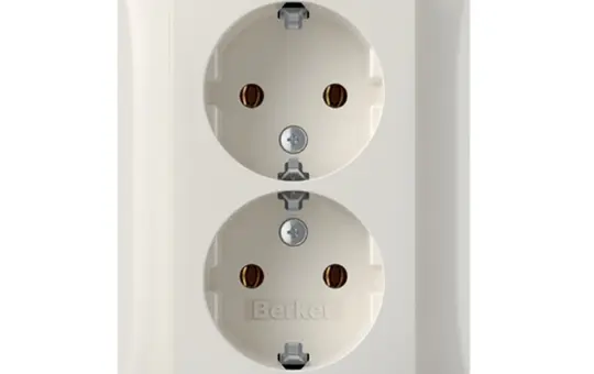 BERKER 47748989 SCHUKO socket complete S.1/B.3/B.7 2-fold, vertical | polar white glossy