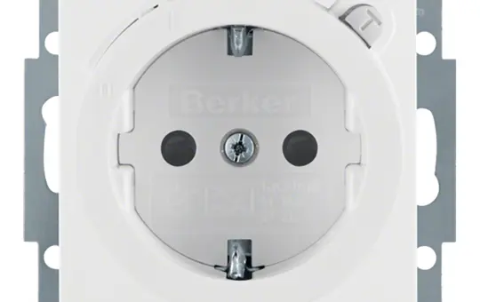 BERKER 47088989 SCHUKO socket S/B FI circuit breaker, touch protection | polar white glossy