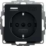 GIRA 2459005 SCHUKO socket system 55 USB-A/C, touch protection | matt black