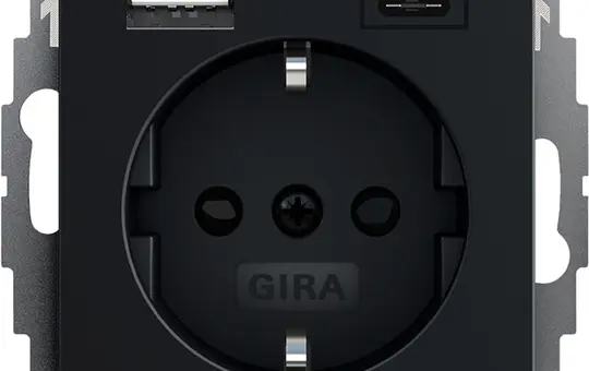 GIRA 2459005 SCHUKO socket system 55 USB-A/C, touch protection | matt black