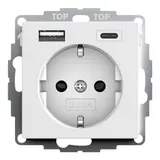 GIRA 245927 SCHUKO socket system 55 USB-A/C, touch protection | pure white satin matt