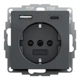 GIRA 245928 SCHUKO socket system 55 USB-A/C, touch protection | anthracite