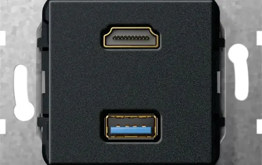 GIRA 567810 communication insert HDMI/USB-A, coupling | matt black