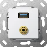 GIRA 568703 communication insert USB-A/jack 3.5 mm, breakout cable | pure white shiny