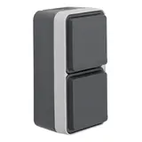 BERKER 47703525 SCHUKO surface-mounted socket W.1 2-fold, vertical | grey/light gray matt