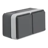 BERKER 47843515 SCHUKO surface-mounted socket W.1 2-fold, horizontal | grey/light gray matt