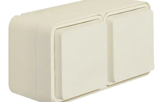 BERKER 47843512 SCHUKO surface-mounted socket W.1 2-fold, horizontal | polar white matt