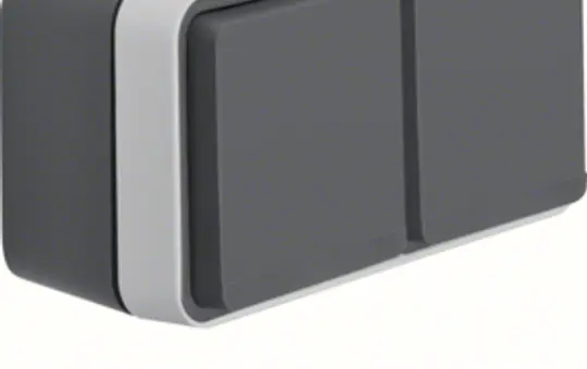 BERKER 47843535 SCHUKO surface-mounted socket W.1 2-fold, horizontal. Touch protection | grey/light gray matt