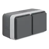 BERKER 47753525 SCHUKO surface-mounted socket W.1 2-fold, horizontal, side. Introductions | grey/light gray matt