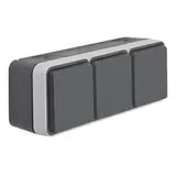 BERKER 47733515 SCHUKO surface-mounted socket W.1 3-fold, horizontal | grey/light gray matt