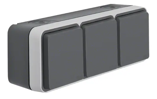 BERKER 47733515 SCHUKO surface-mounted socket W.1 3-fold, horizontal | grey/light gray matt