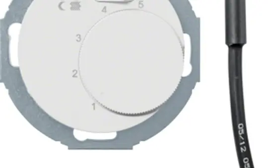 BERKER 20342079 room temperature controller series R.classic NO contact, 230 V, FBH, off switch, control light | polar white glossy