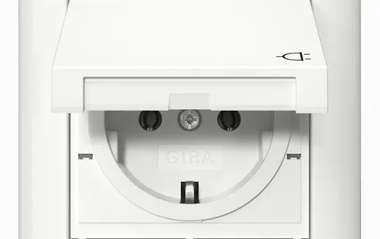 GIRA 415703 SCHUKO socket complete System 55 1-fold, IP44 | pure white shiny